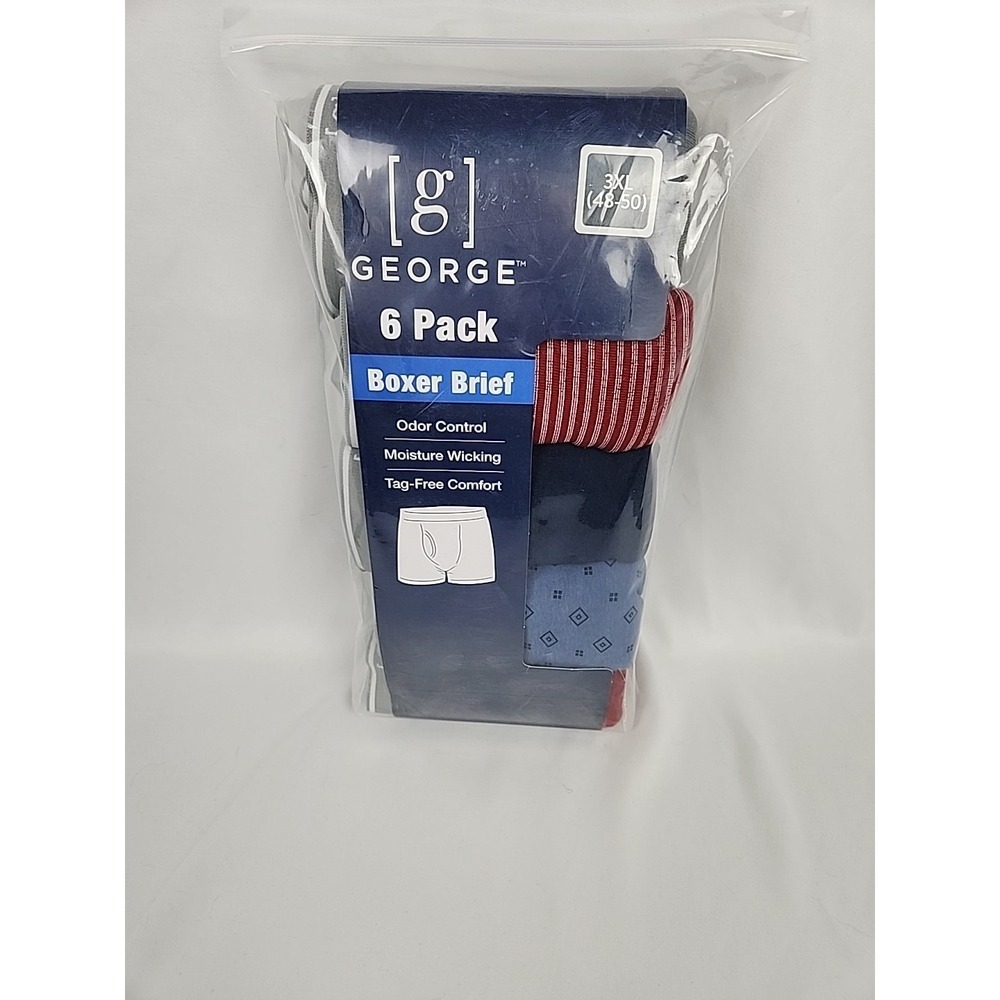 George Men's Cotton Stretch Boxer Briefs Underwear, 6-Pack,‎ Size 3XL (48-50)